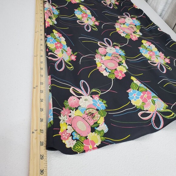 Laura Leigh Womens 100% Silk Black Floral Bouquet Skirt Size 12 Whimsy Fairy - Picture 7 of 8